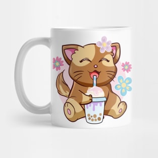 Boba Cat Tea Neko Girl Teen Bubble Kawaii Anime Japanese Mug